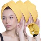 Kit 3 Touca De Cabelo Atoalhada Com Botão Pós Banho -Amarelo