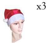 Kit 3 Toucas de Cetim Natalinas Gorro Papai noel Fantasia