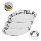 Kit 3 Travessa Baixela Oval Aço Inox Reforçado Funda 51cm G