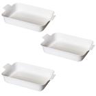 Kit 3 Travessa Com Alça LE CHEF Branca 35,5X21,5X8,5 Cm