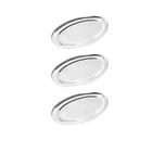 Kit 3 Travessa Oval Aço Inox Bandeja Para Servir Refeições Restaurante Profissional 36cm