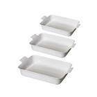 Kit 3 Travessas Retangular M P G C/ Alças Branca Le Chef Tigela Para Servir Vasilha Cozinha