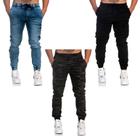 Kit 3 Unid Calça Joguer Sarja Masculina Clara Escura