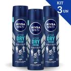 Kit 3 unidades desodorante nivea men aerosol 150 ml