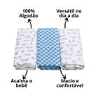 Kit 3 unidades manta cueiro 80x50cm compose bebe 100% algodao macio