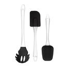 Kit 3 Utensílios Acrílico e Silicone Pegador Espátula- Preto