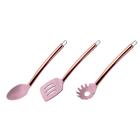 Kit 3 Utensílios De Cozinha Multiuso Inox E Silicone Rosé Rosa - KEHOME