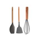 Kit 3 Utensílios Espátula Confeitar Bambu Silicone