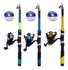 Kit 3 Varas De Pesca Com Molinete Ultra Light Cores Diversas - Taue Imports