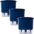 Kit 3 Vaso Raiz Auto Irrigável N3 16x14cm Azul Escuro Planta