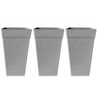 Kit 3 Vasos 28L Cinza para Plantas Flores Cachepot Rattan 