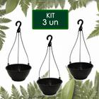 Kit 3 vasos cuia 18 plantas plástico com haste pendentes