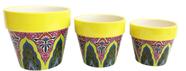 Kit 3 Vasos de Cerâmica Floreiro Amarelo para Plantas Decoração 16/14/13cm - Zona Livre