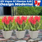 Kit 3 Vasos Para Plantas 9,6L Quadrado Decoração Casa Jardim