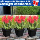 Kit 3 Vasos Para Plantas 9,6L Quadrado Decoração Casa Jardim