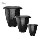 Kit 3 Vasos PMG Rattan Preto Cinza Bege Marron Redondo 3L 11L e 26L