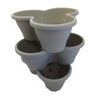 Kit 3 Vasos Verticais Treviso P/Plantas Horta Flores Cinza Taupe TR42CT