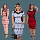 Kit 3 Vestido Evangelico Plus Size Confortavel Feminino Estampado Moderno Evase Roupa Eventos