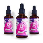 Kit 3 vitamina d k2 sublingual gotas d3 alto teor e rápida absorção muwiz