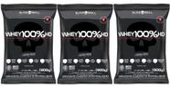 Kit 3 wheys 100% hd black skull 900g - morango