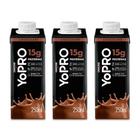 Kit 3 YoPRO Bebida Láctea UHT Sabor Chocolate 15g de proteínas 250ml cada