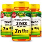 KIT 3 ZINCO QUELATO Zn 60 Cápsulas 28mg UNILIFE