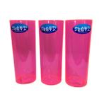 Kit 30 Copo Long Drink Rosa Neon Plastico Transparente 320ml