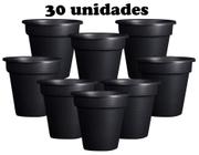 Kit 30 Vaso Redondo de Plástico Preto Pote Resistente Mudas Flores Cactus Plantas Horta 4,5 Litros