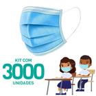 Kit 3000 Máscaras Descartáveis para Crianças - Cor Azul
