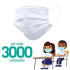 Kit 3000 Máscaras Descartáveis para Crianças - Cor Branco
