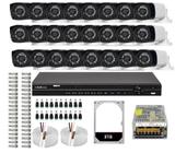 Kit 32 Cameras Segurança Hd Dvr Intelbras 32ch mhdx Alta Resolução c/ Acessórios e hd 3tb