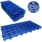 Kit 32 Pçs Pallet Estrado Plástico 2,5 x 25x50 Azul Multiuso