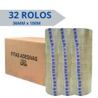 Kit 32 rolos de fitas adesivas transparentes 36mm x 100m