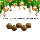 Kit 36 Bolas Natal Dourado Enfeite Árvore Texturizada 6cm