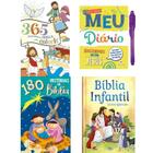 Kit 365 Desenhos da Bíblia para Colorir + 180 Histórias da Bíblia + Bíblia Infantil Letra Grande + Livro Meu Diário