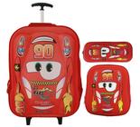 Kit 3D Mochila Rodinhas Car Infantil + Lancheira + Estojo