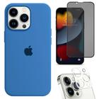 Kit 3em1 Compatível Com iPhone 14 Pro - Capa Case + Película 3D Anti-Espião + Película De Câmera