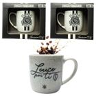 Kit 3Un Caneca Xicara Porcelana Branca Premium 300ml Café Loucos Por Tí Corinthians Oficial - BRASFOOT