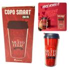 Kit 3Un Copo Viagem Térmico Plástico Vermelho Smart 200Ml