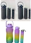 Kit 3UN Garrafa Motivacional Academia Fitness Squeeze Galão Com Adesivos - 2000ml 900ml 500ml