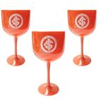 Kit 3Un Taça Copo Plástico Vermelho Gin Drinks Coquetéis