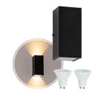 Kit 3x Arandelas Duplo Facho Longo Preta + Lâmpada Led Gu10 6w 6500K ST187