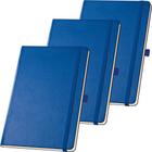 Kit 3x Caderneta de Anotações 13,7x21cm 80 Fls Sem Pauta Azul Royal