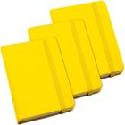 Kit 3x Caderneta de Anotações 9x14cm 80 Fls Sem Pauta Amarelo