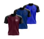 Kit 3x Camisas Skull Move Dry Fit Pr+UV