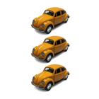 Kit 3x Carrinho de Coleção Fusca Amarelo - AP TOYS