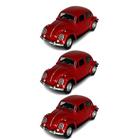 Kit 3x Carrinho de Coleção Fusca Vermelho - AP TOYS