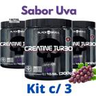 kit 3X Creatina Monohidratada Creatine Turbo Black Skull 300g - Energia - Força - Ganho de Massa Muscular