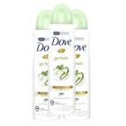 Kit 3X Desodorante Antitranspirante Aerosol Dove Go Fresh Pepino e Chá Ve