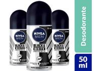 Kit 3x Desodorante Roll On Nivea Men Black&White Invisible 48h 50ml Ação Antibacteriana e Antimanchas Brancas